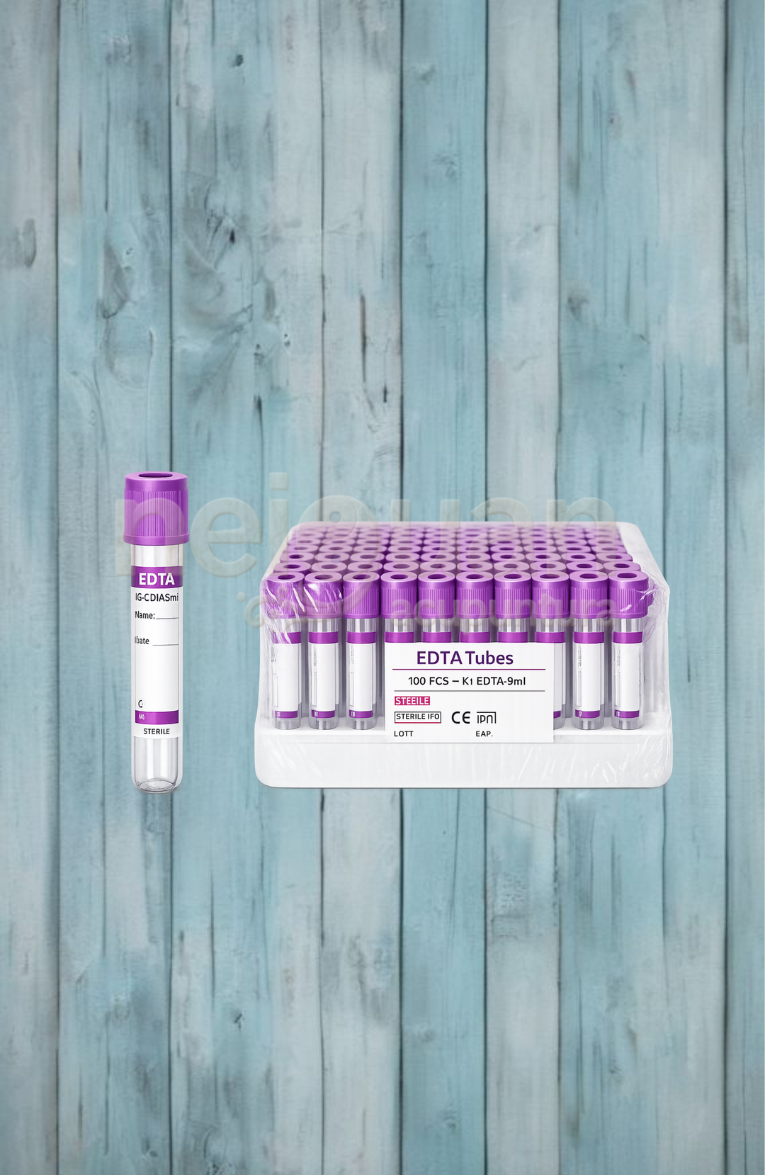 TUBO VACUTAINER DE PLÁSTICO TAPÓN MORADO 100 PIEZAS